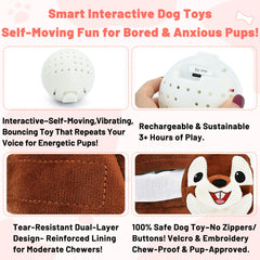 VYsTN interactive dog toy move-vibrate-sound highlights dynamic chasing and sensory stimulation for pets.