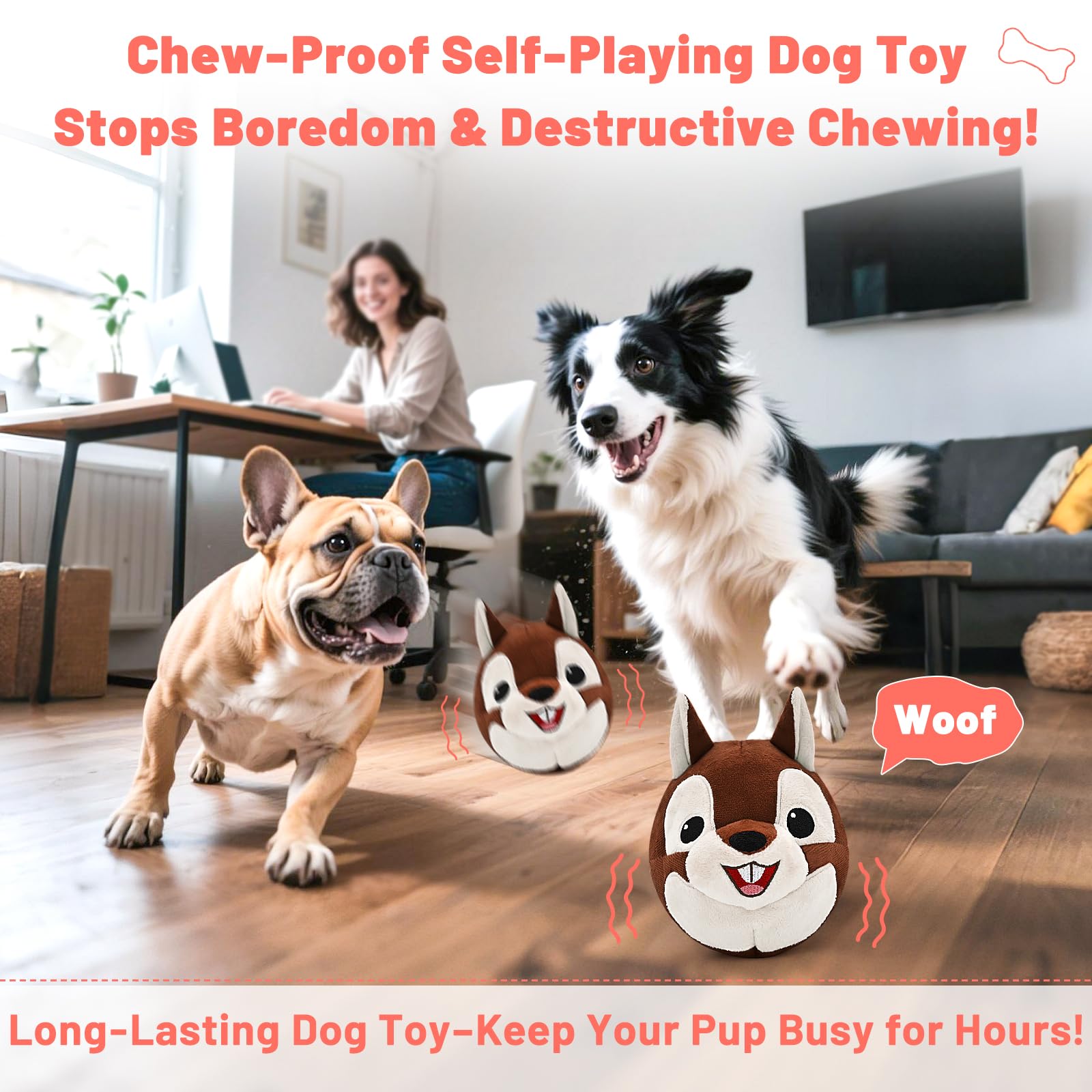 VYsTN rechargeable dog toy with USB charging enables long play sessions.