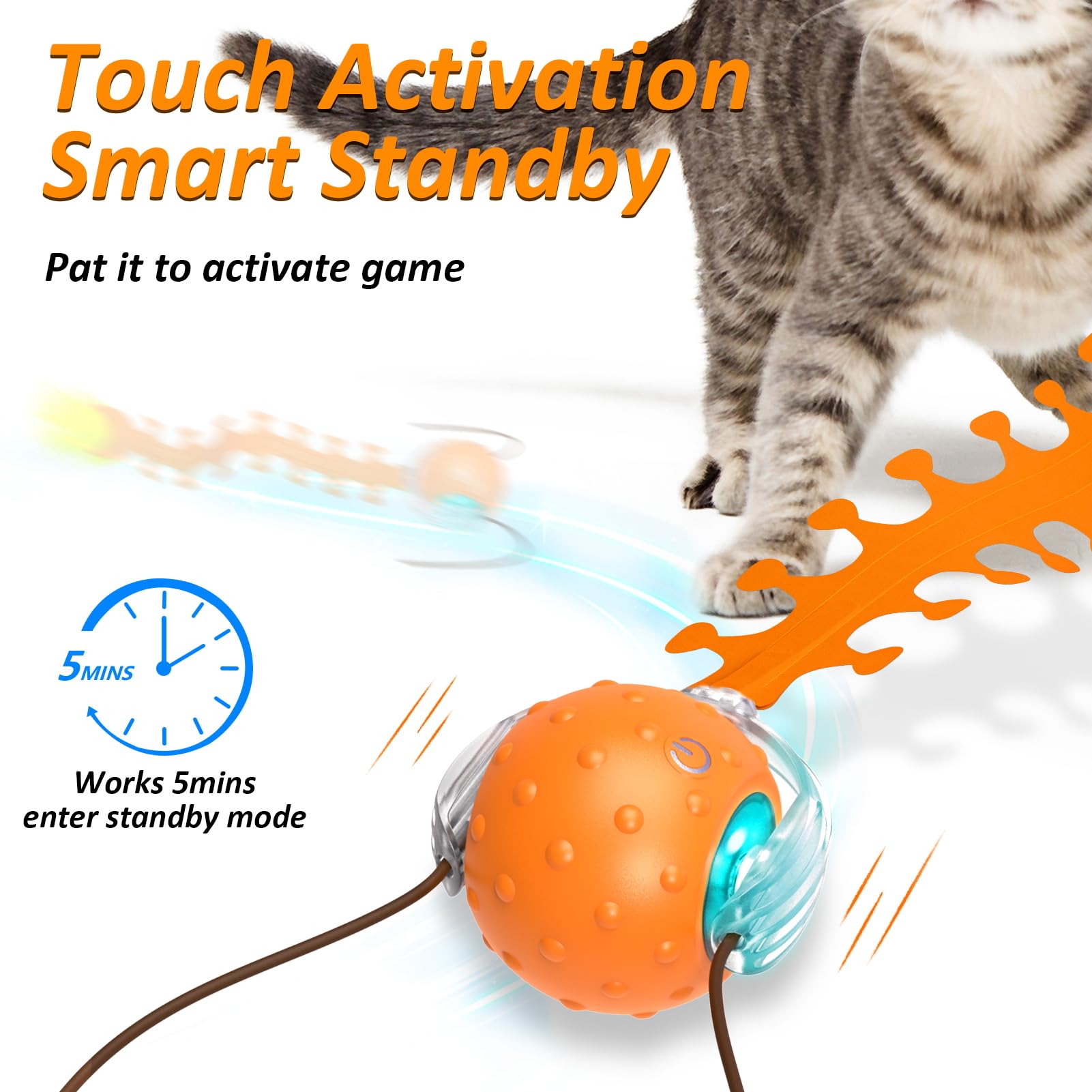 Waaiio rechargeable cat toy powered by USB charging for longer play sessions