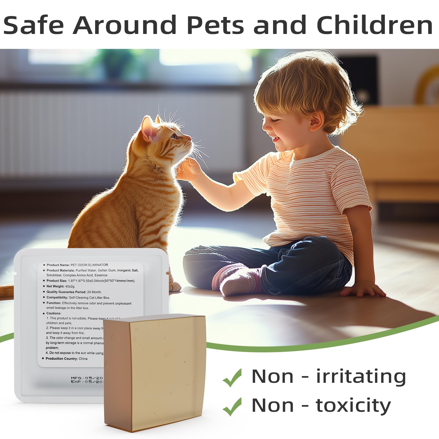 Waatoos aromatherapy paste application closeup suggests a pleasant scent enhancing a fresh litter area.