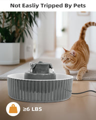 Waatoos Ceramic Water Fountain side view highlights easy cleaning with smooth surface.