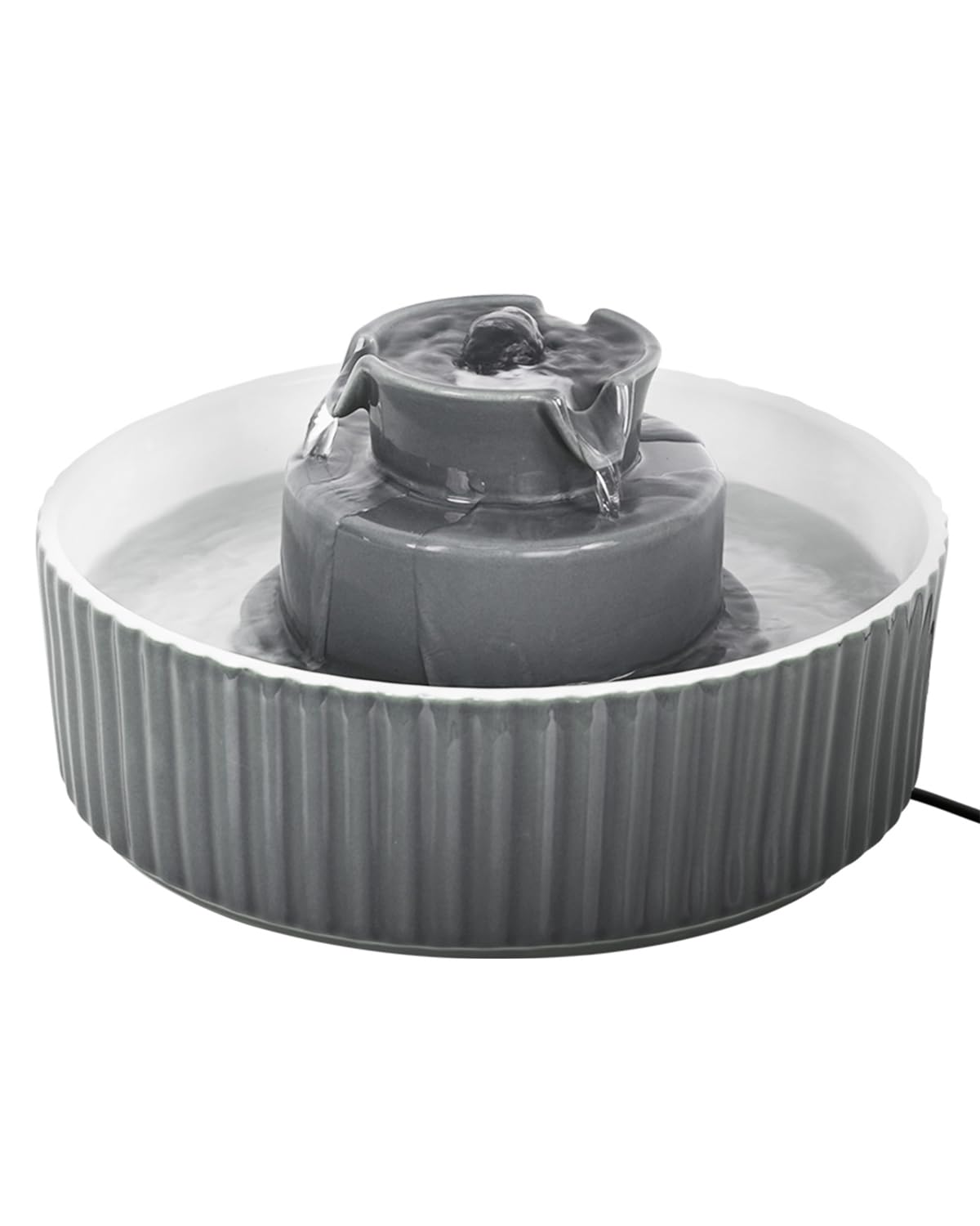 Waatoos Ceramic Cat Fountain top view shows stable design for pet safety.