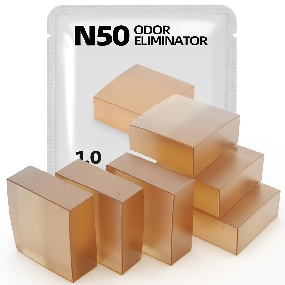 Waatoos N50 Odor Eliminator packaging closeup shows the shelf-ready odor-control solution.