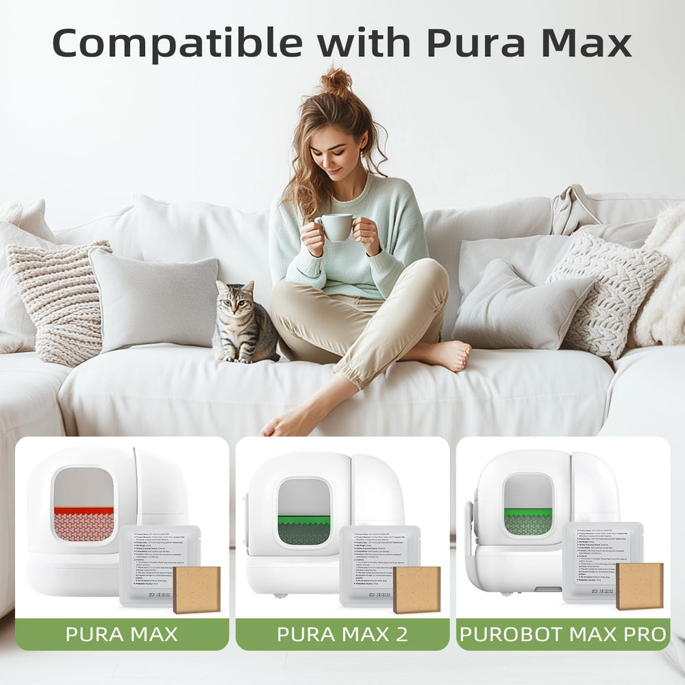 Waatoos Pura Max litter box setup demonstrates on-device odor control.