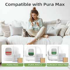 Waatoos Pura Max litter box setup demonstrates on-device odor control.
