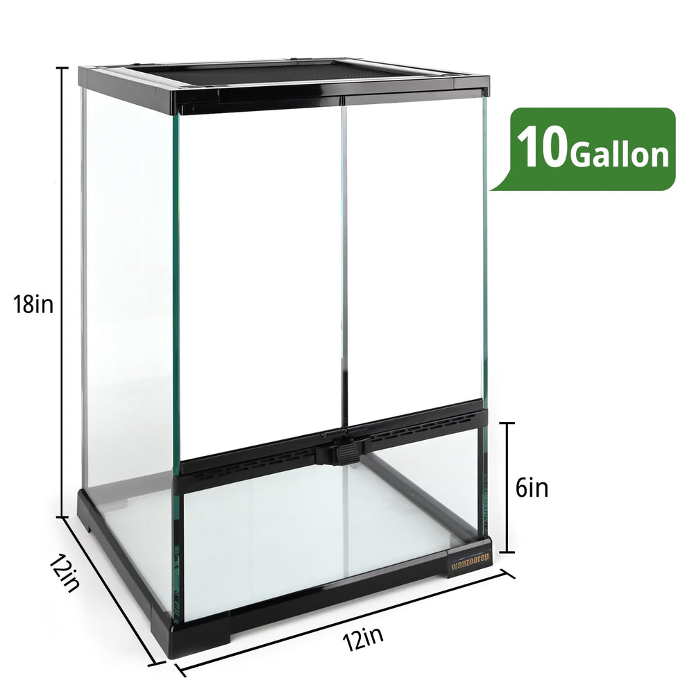 waazoorep 11-gallon vertical tank inside view provides clear monitoring of animal activity.