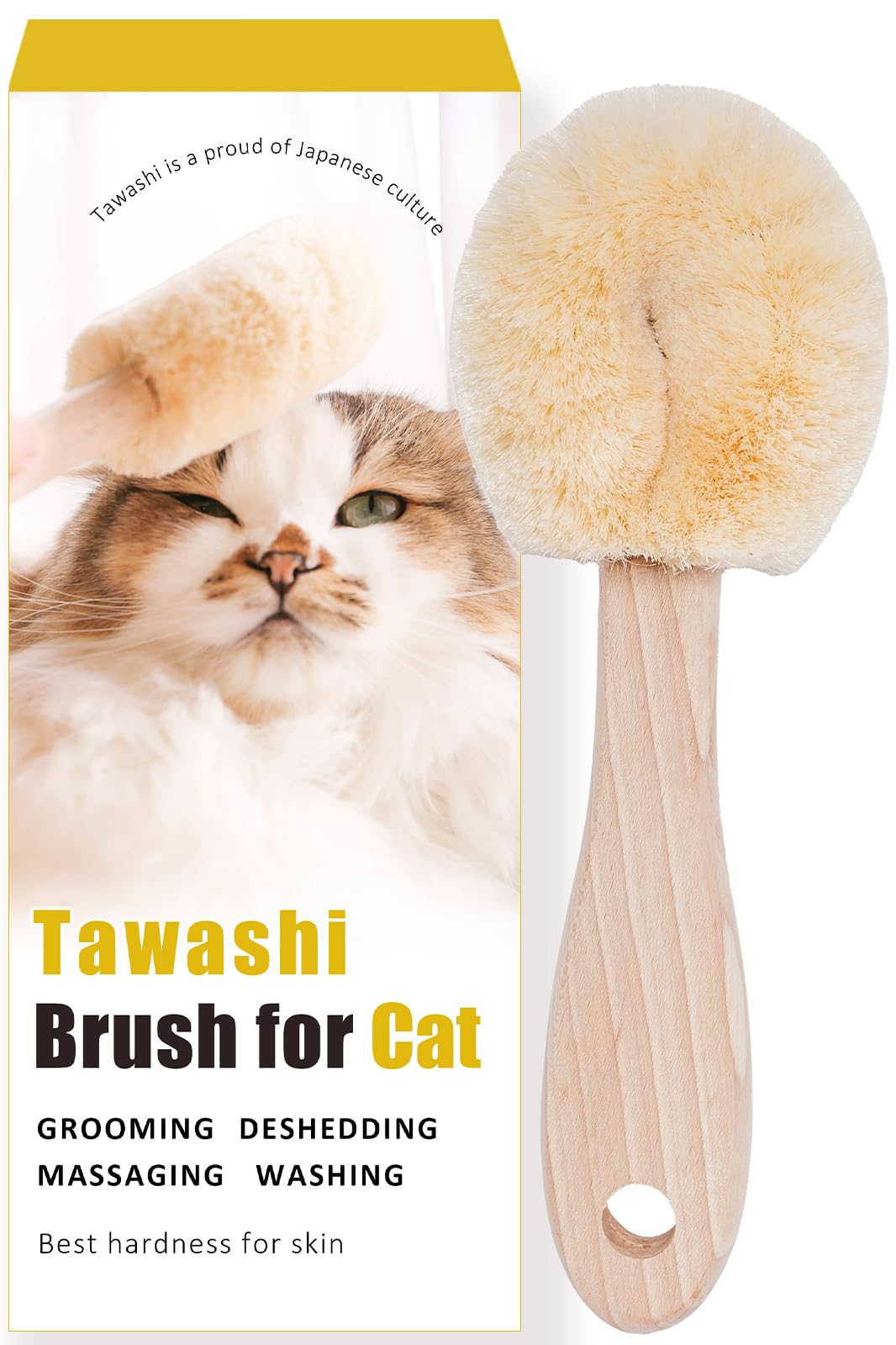 Wablade Relaxing Cat Grooming Brush front view for gentle daily brushing.