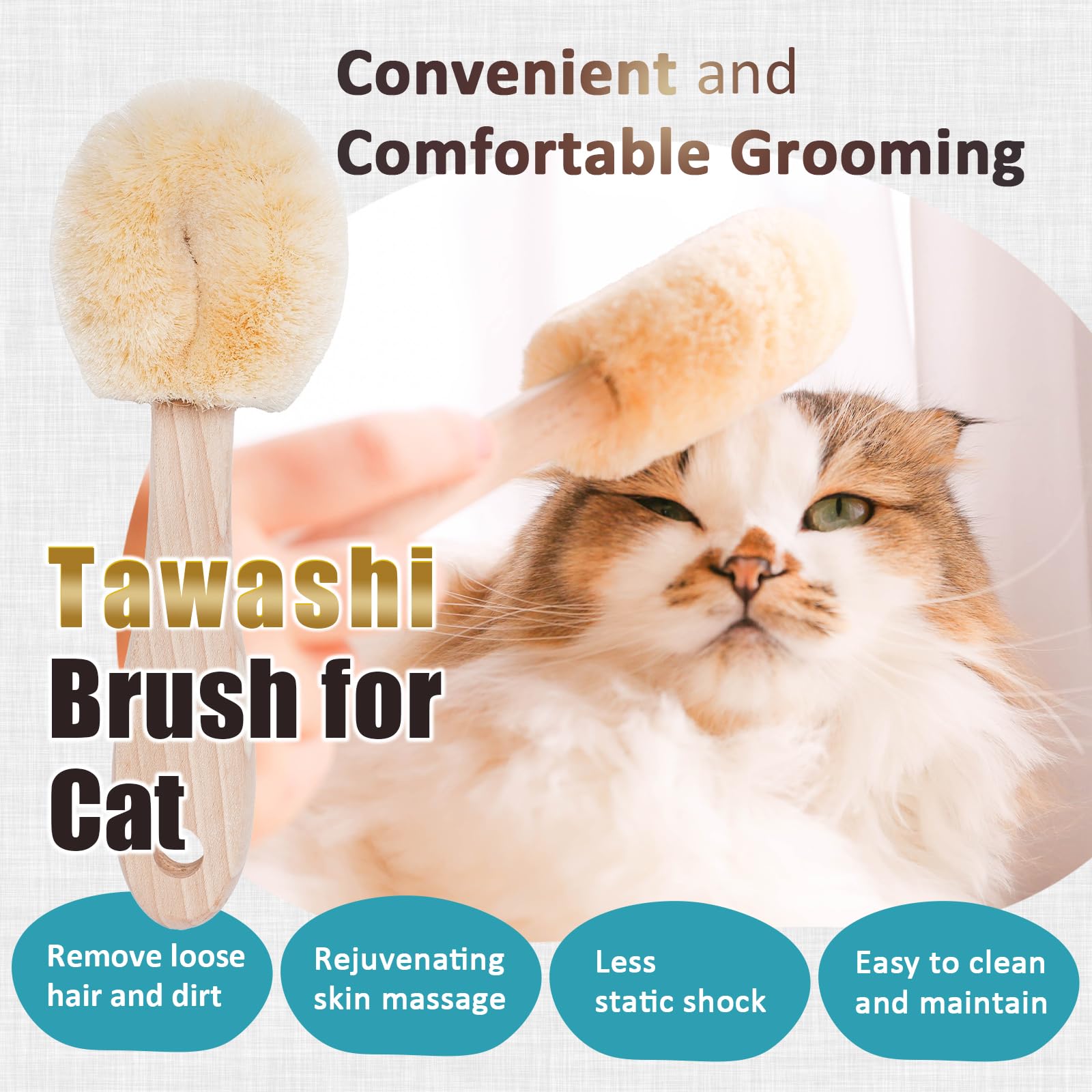 Wablade Relaxing Cat Grooming Brush sisal fibers closeup show natural, low-static texture.