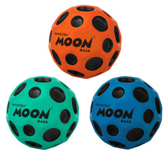 Waboba Moon Ball Original orange pack side view for outdoor play and training benefits.