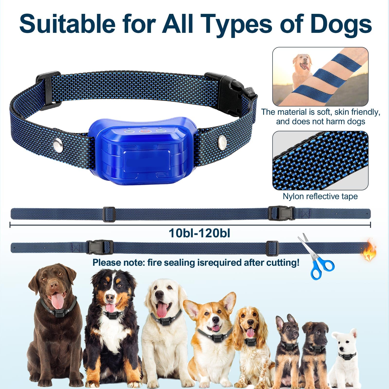 Wacnem Citronella Bark Collar 2-Pack blue rechargeable battery enables quick daily charging.