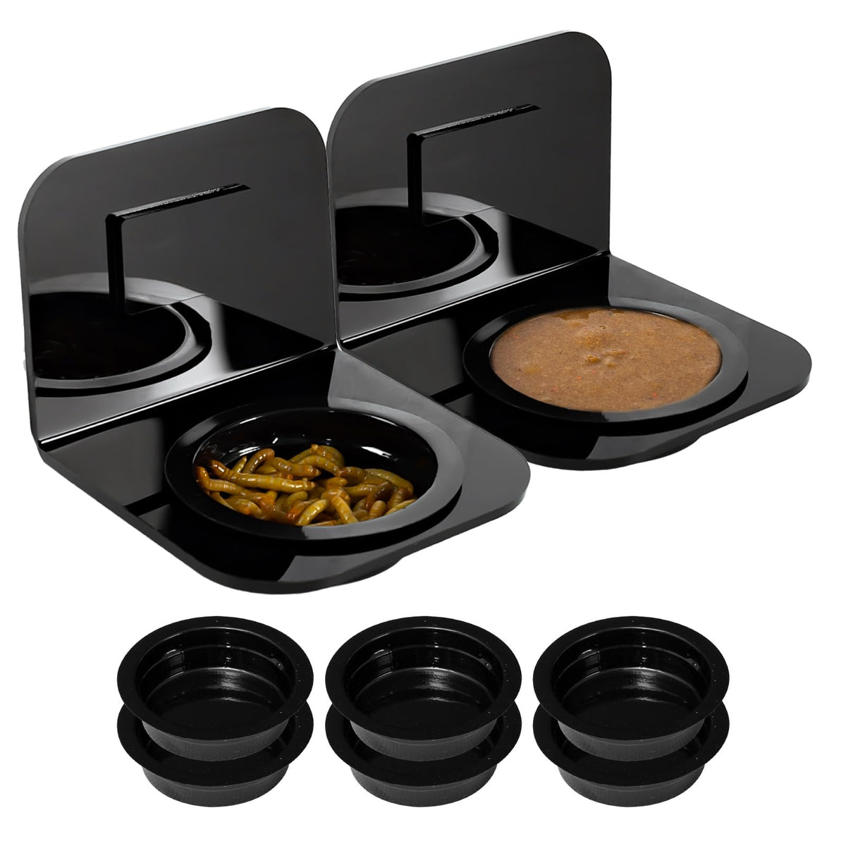 WACOOL magnetic reptile ledge front view enables stable dual-ledge feeding for geckos.