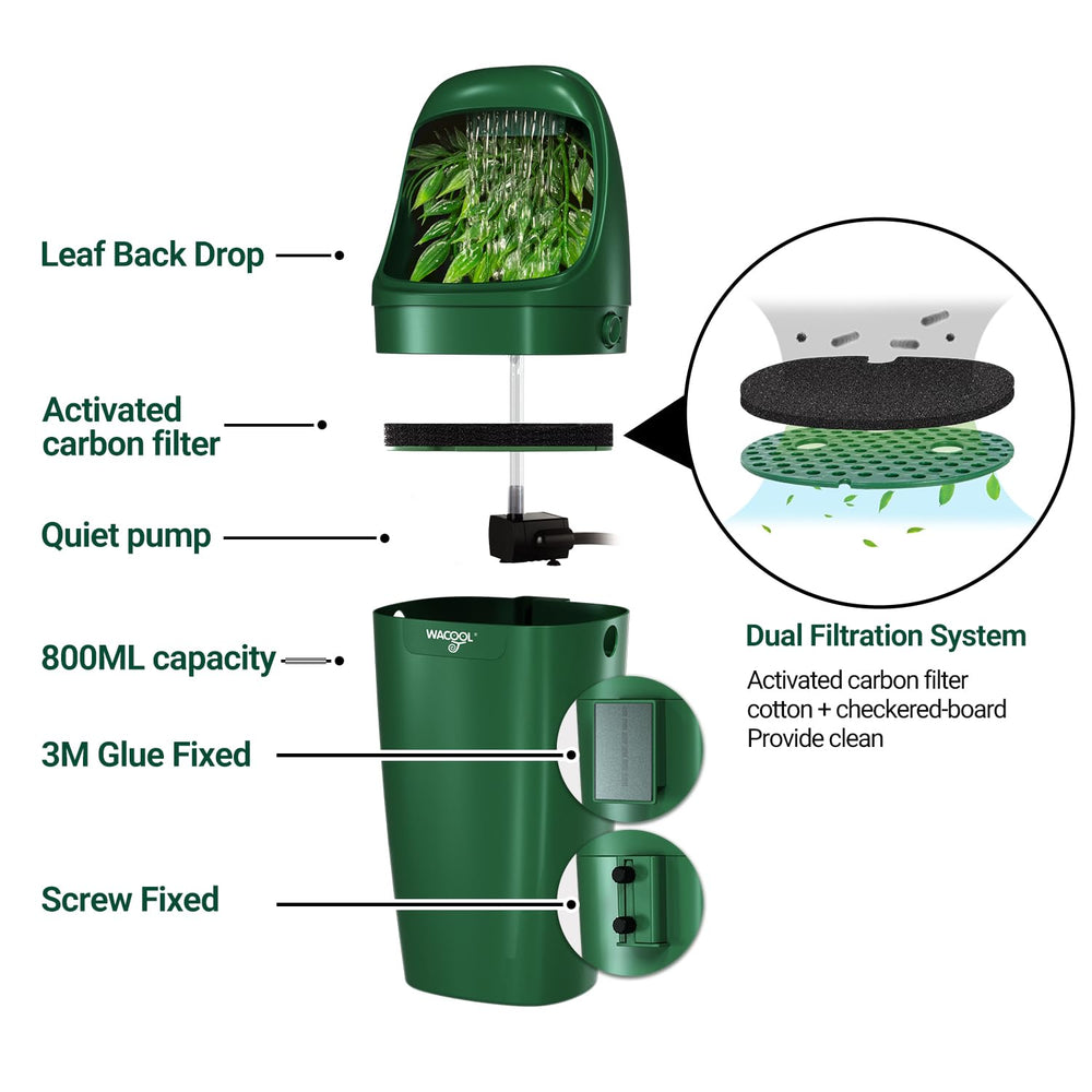 WACOOL TERRA reptile water dripper installed in habitat demonstrating natural drinking droplets