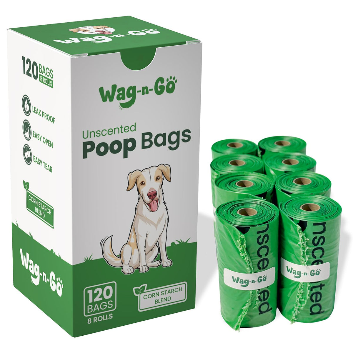 WAG-N-GO poop bag roll thick leak-proof for mess-free pickups
