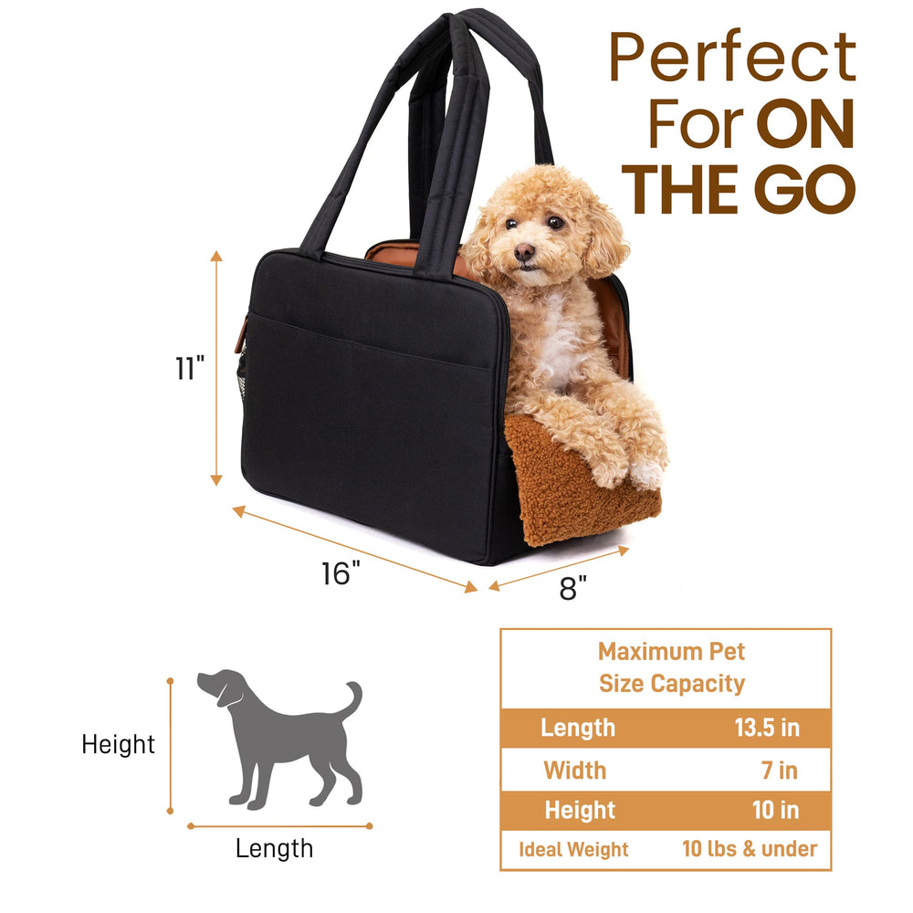Wagfur Black Dog Purse Carrier interior with cotton padding for comfort.