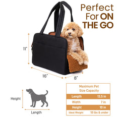Wagfur Black Dog Purse Carrier interior with cotton padding for comfort.