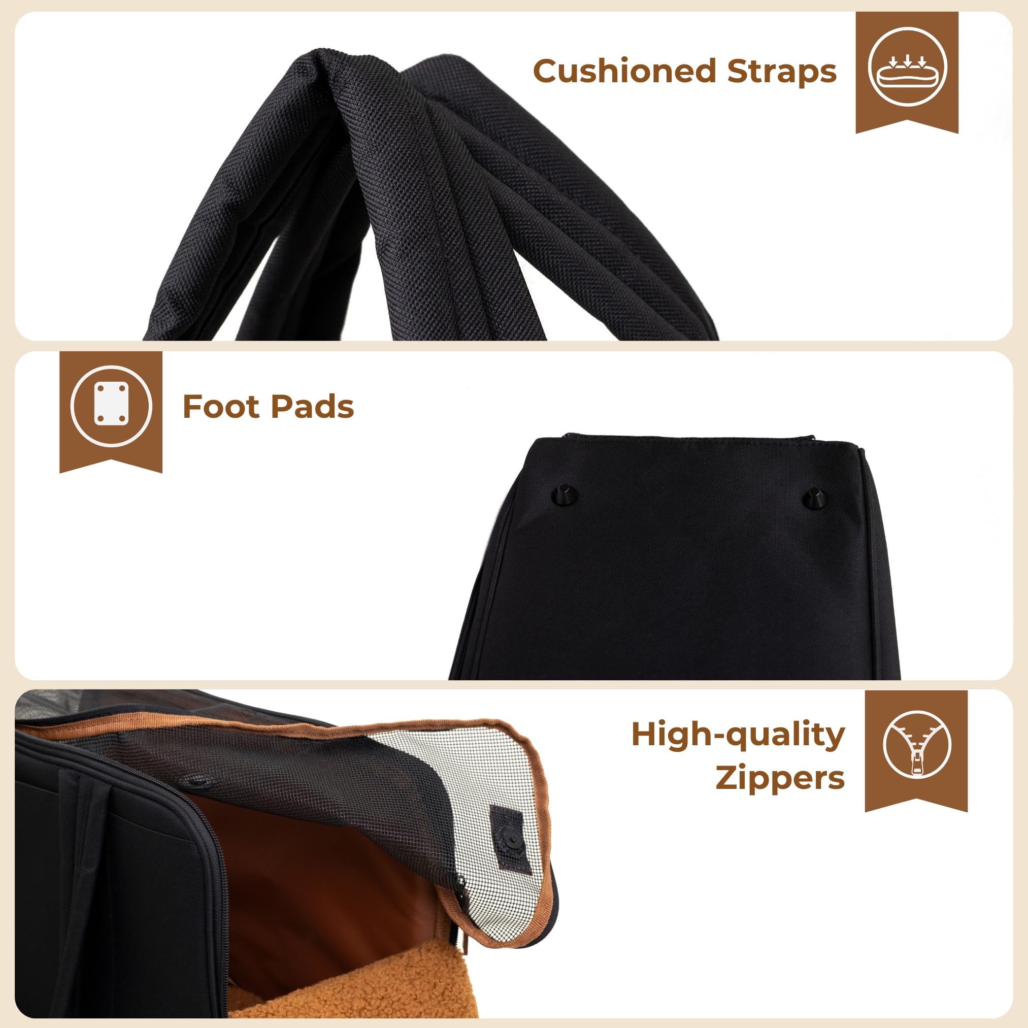 Wagfur Black Dog Purse Carrier lightweight straps for easy carrying.