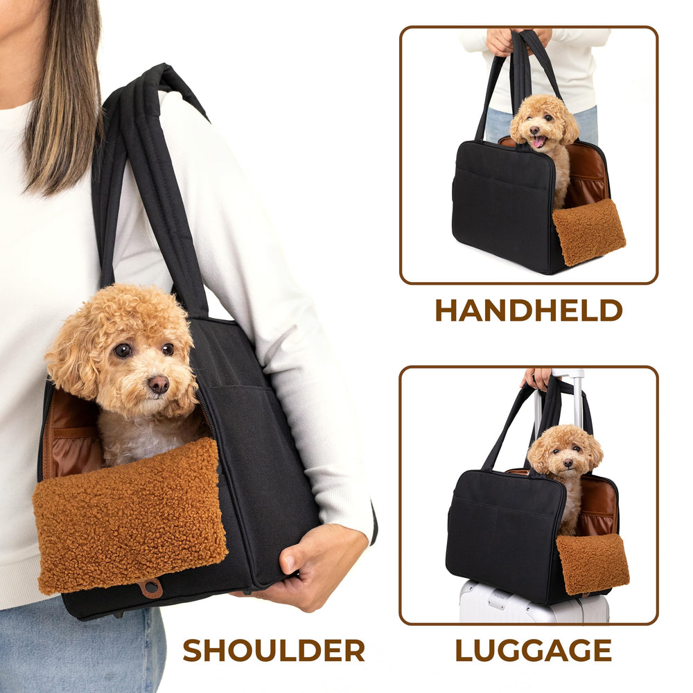 Wagfur Black Dog Purse Carrier machine-washable insert for quick refresh.
