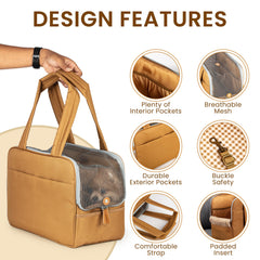 Wagfur dog purse interior harness clip keeps small dogs secure.