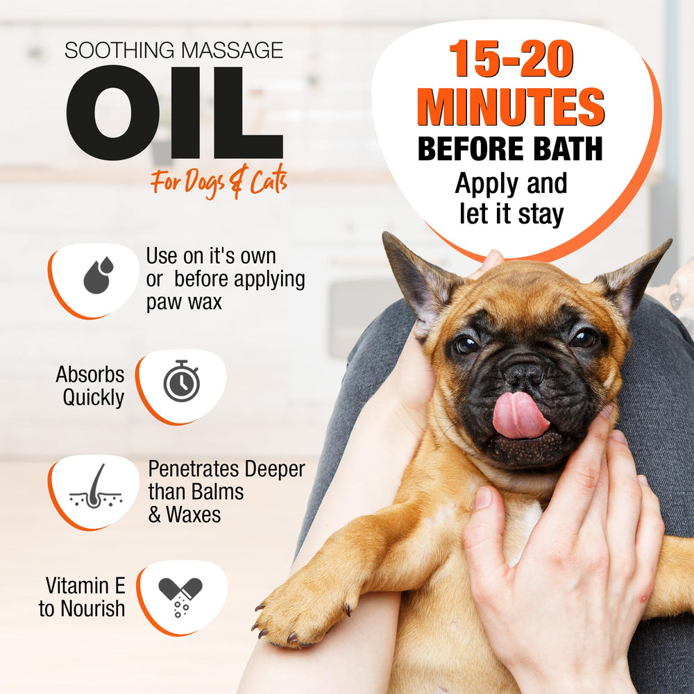 Wagging Tails Soothing Oil on coat after use adds shine.