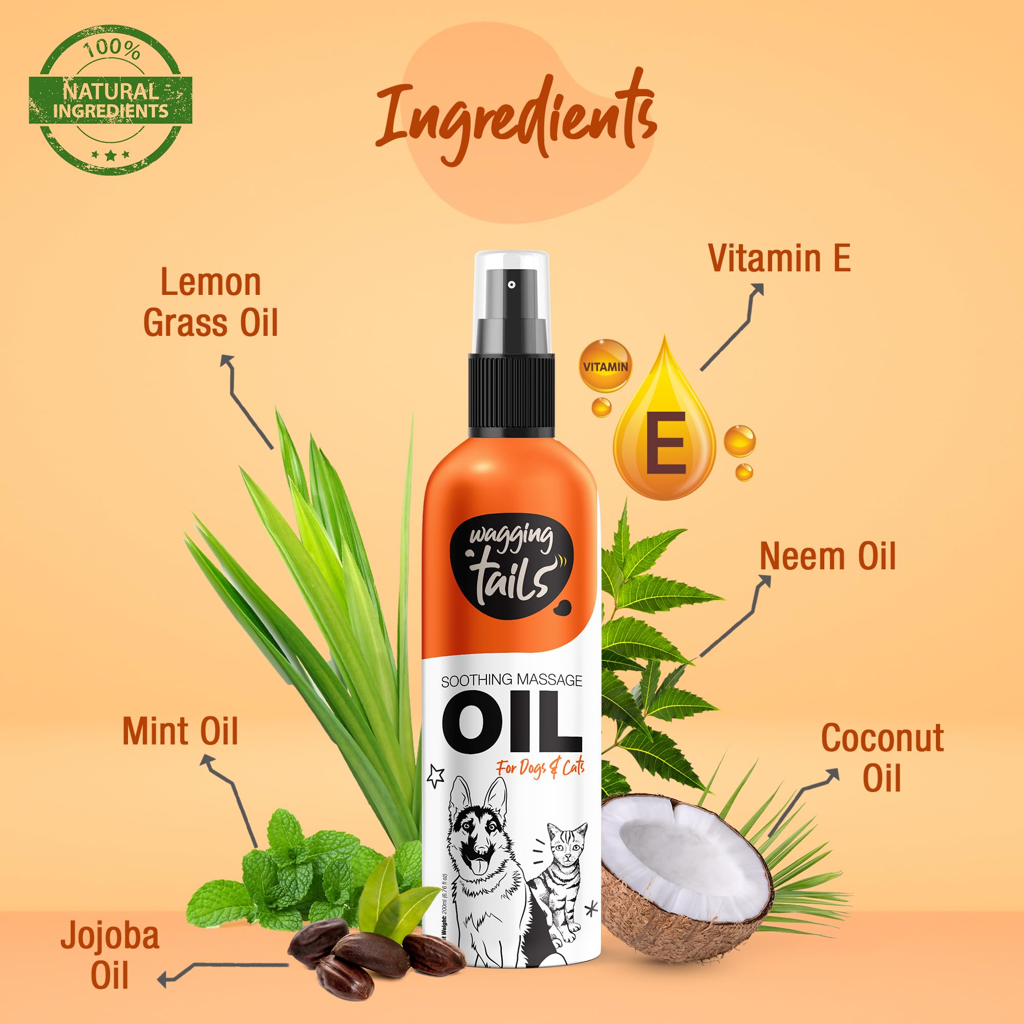 Wagging Tails Soothing Oil massaged into skin shows moisturization.