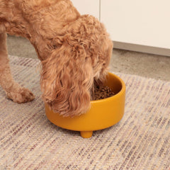 Waggo Uplift mustard large bowl side view highlighting durable stoneware for daily use