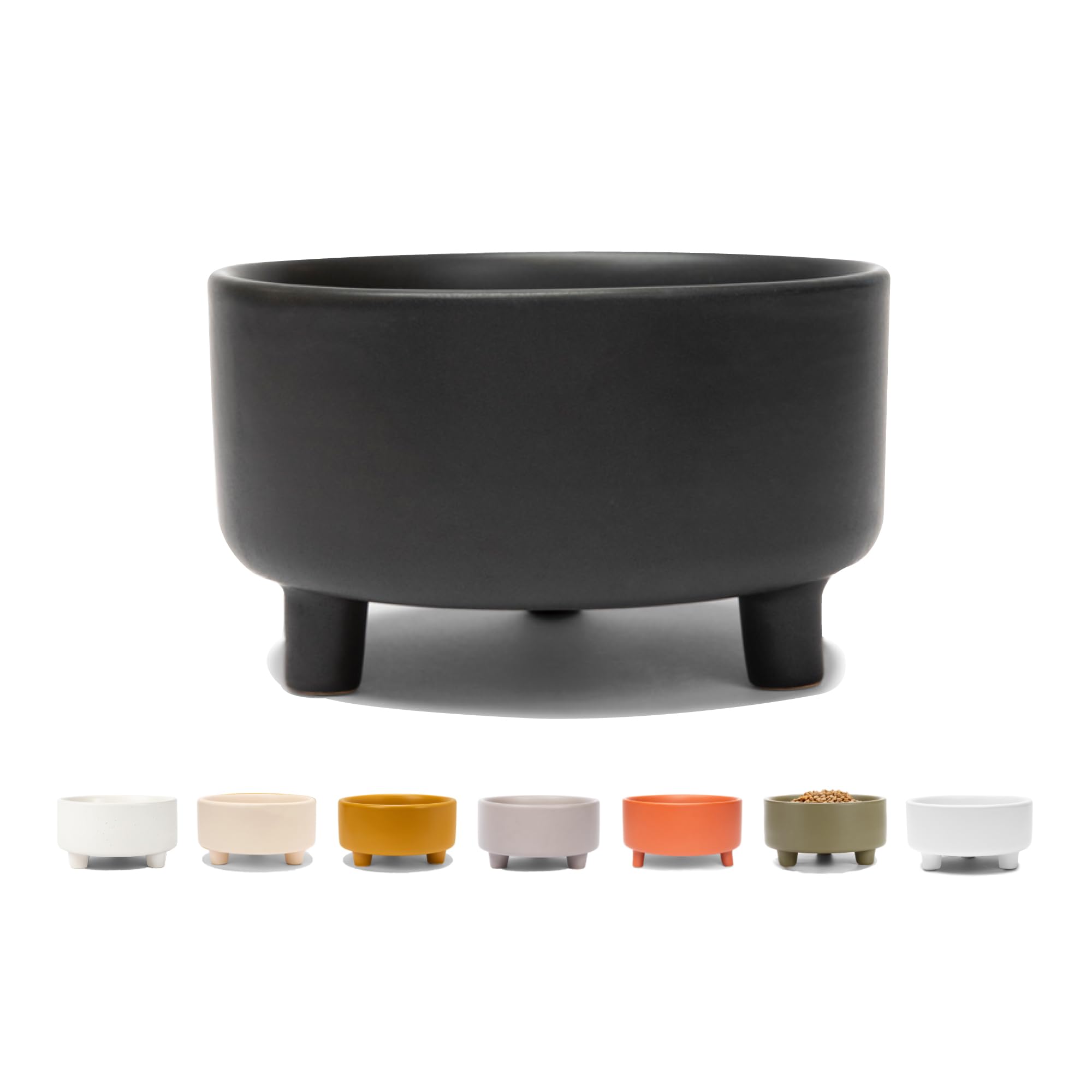 Waggo Uplift ceramic black bowl with durable, tip-resistant design.