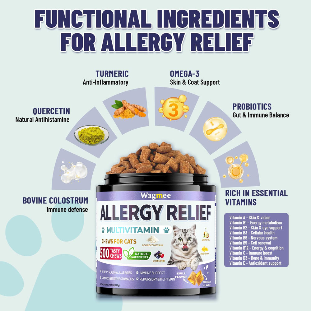 Wagmee Cat Allergy Relief Chews close-up of chicken-krill flavor appeals to cats
