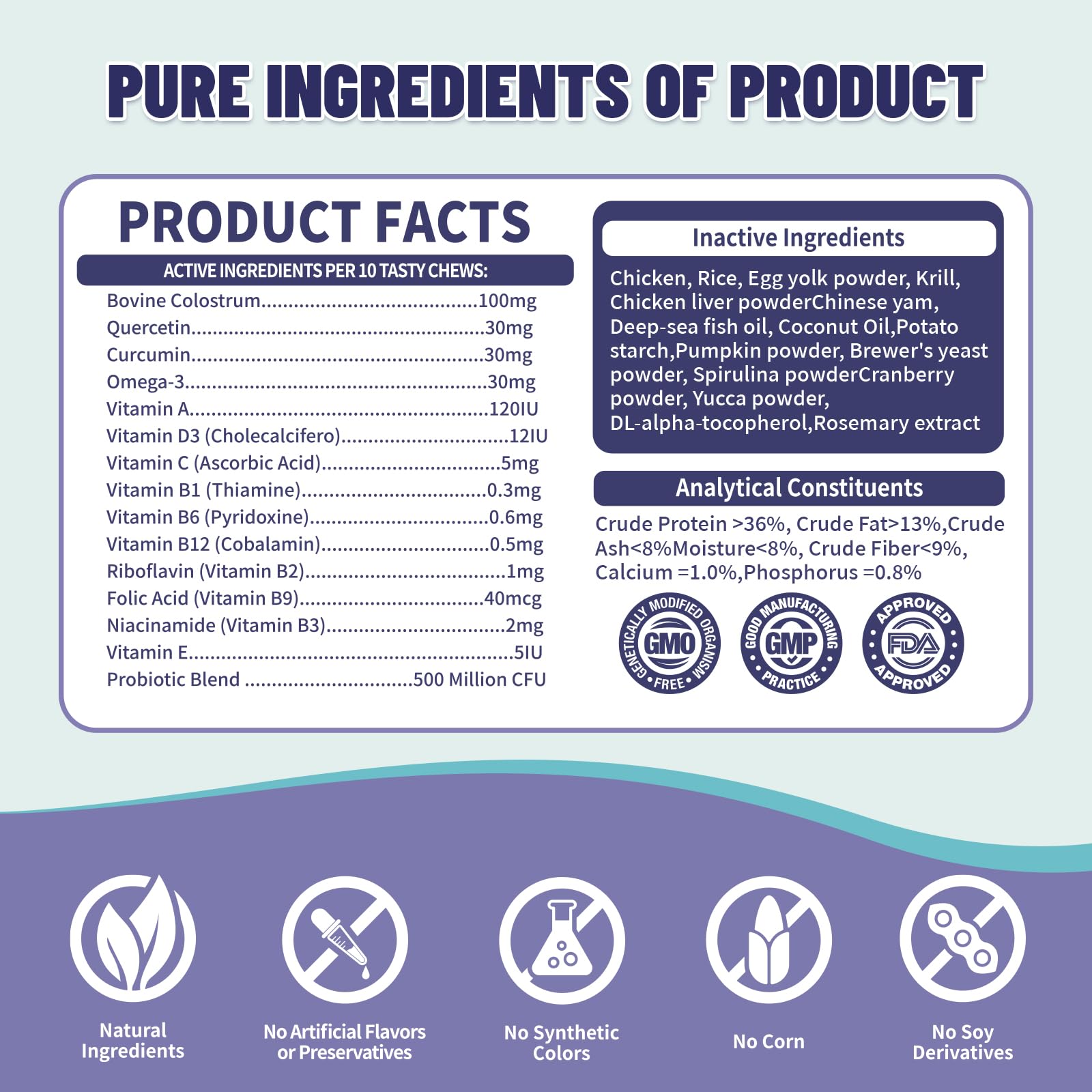 Wagmee Cat Allergy Relief Chews probiotic blend label signals gut and coat support