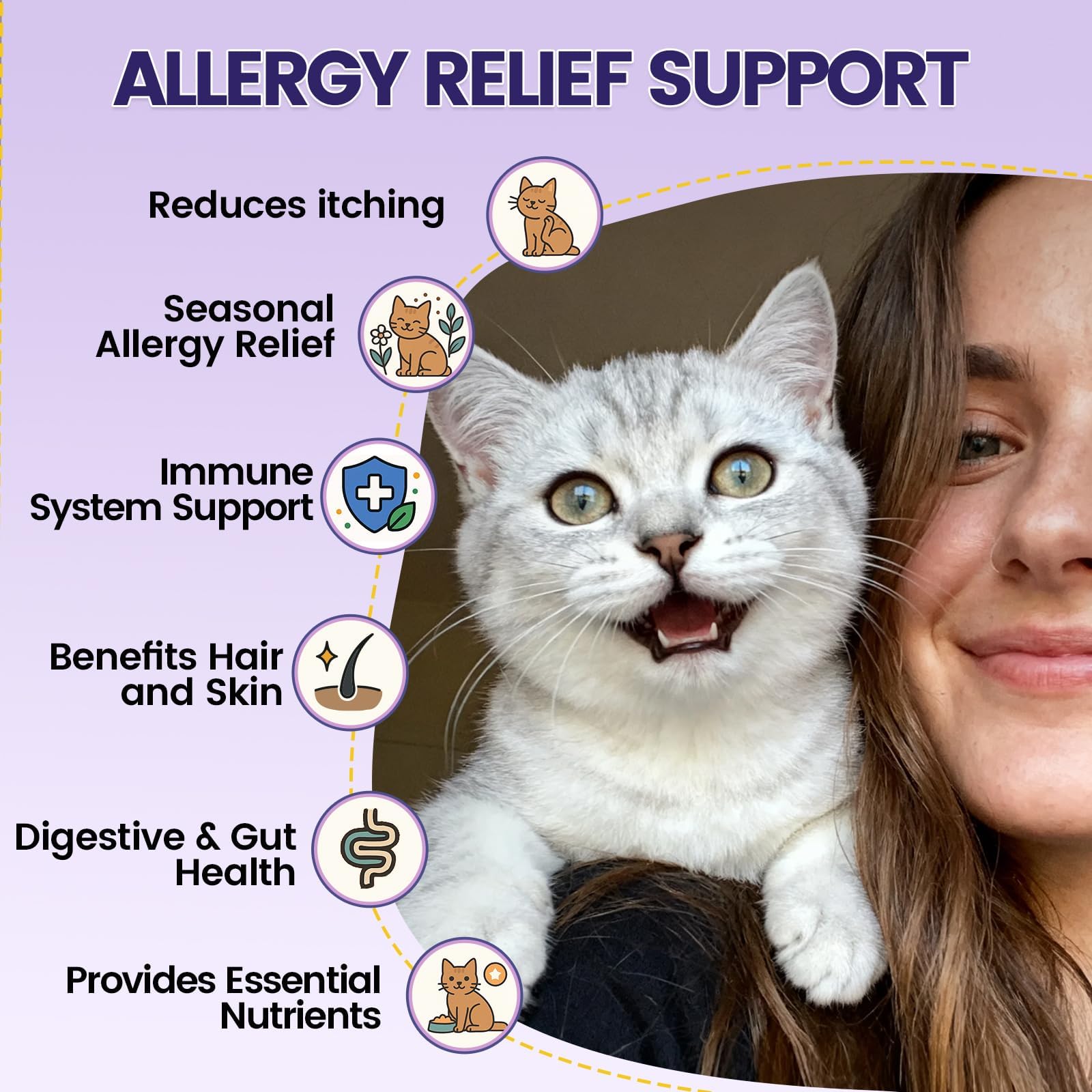 Wagmee Cat Allergy Relief probiotics balance gut and support immune health.