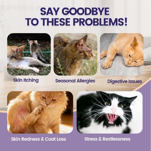 Wagmee Cat Allergy Relief promotes healthier skin and a shinier coat.