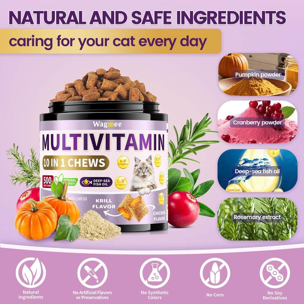 Wagmee cat multivitamin creamy center texture with krill flavor and omega-3s