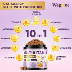 Wagmee cat multivitamin crunchy chews close-up highlighting creamy center texture