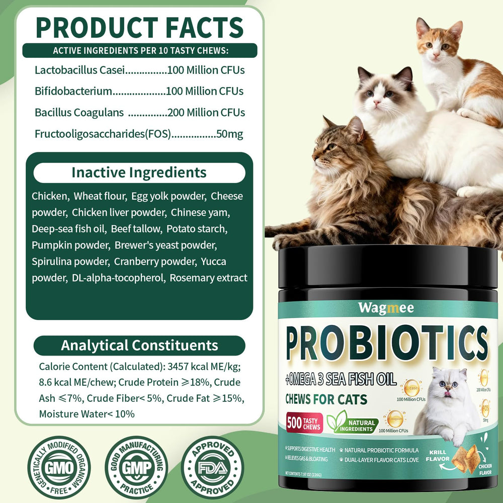 Wagmee Cat Probiotics Additive-Free image promises natural ingredients and a gentle feeding option.