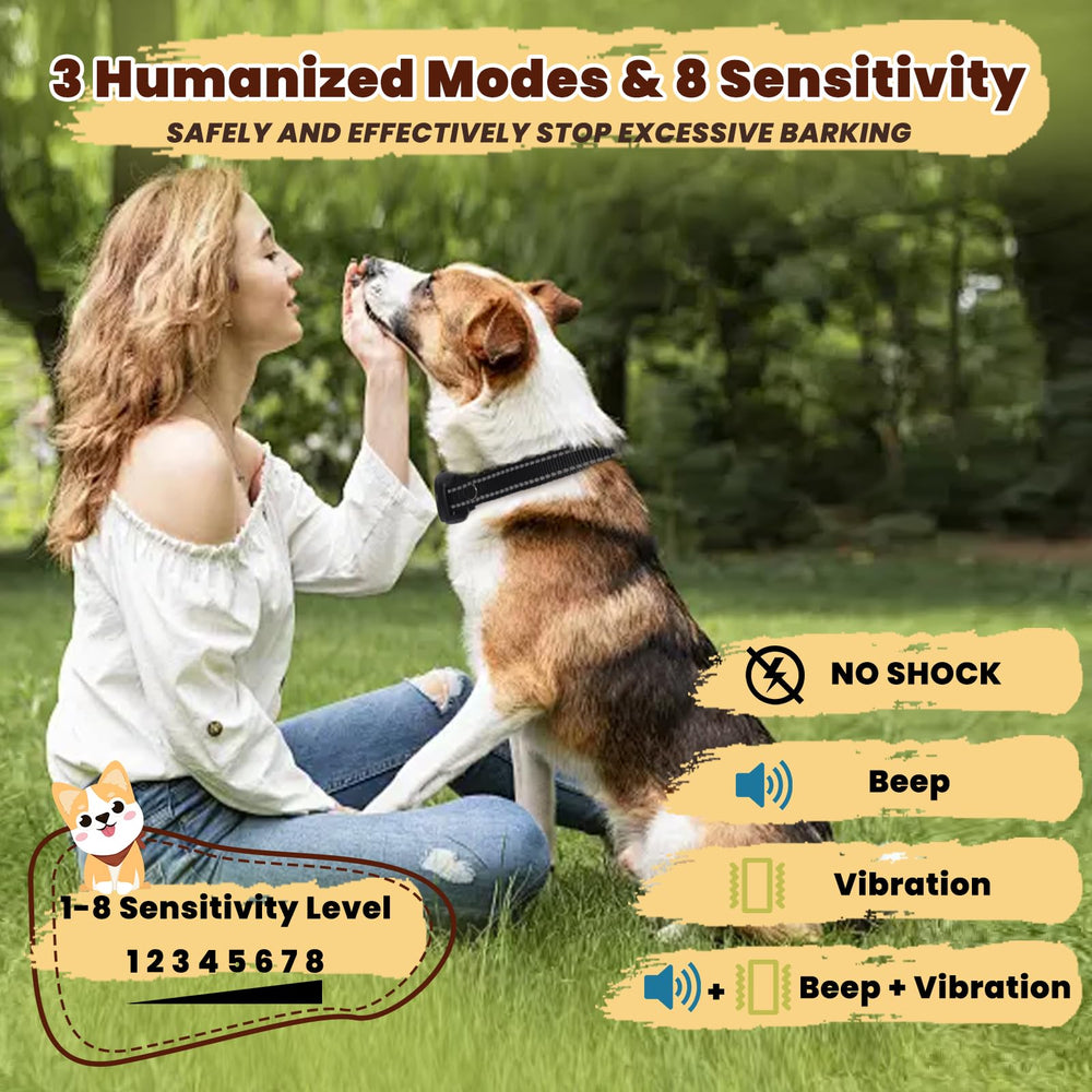 Wagnation bark collar LED display shows mode and sensitivity in real time.