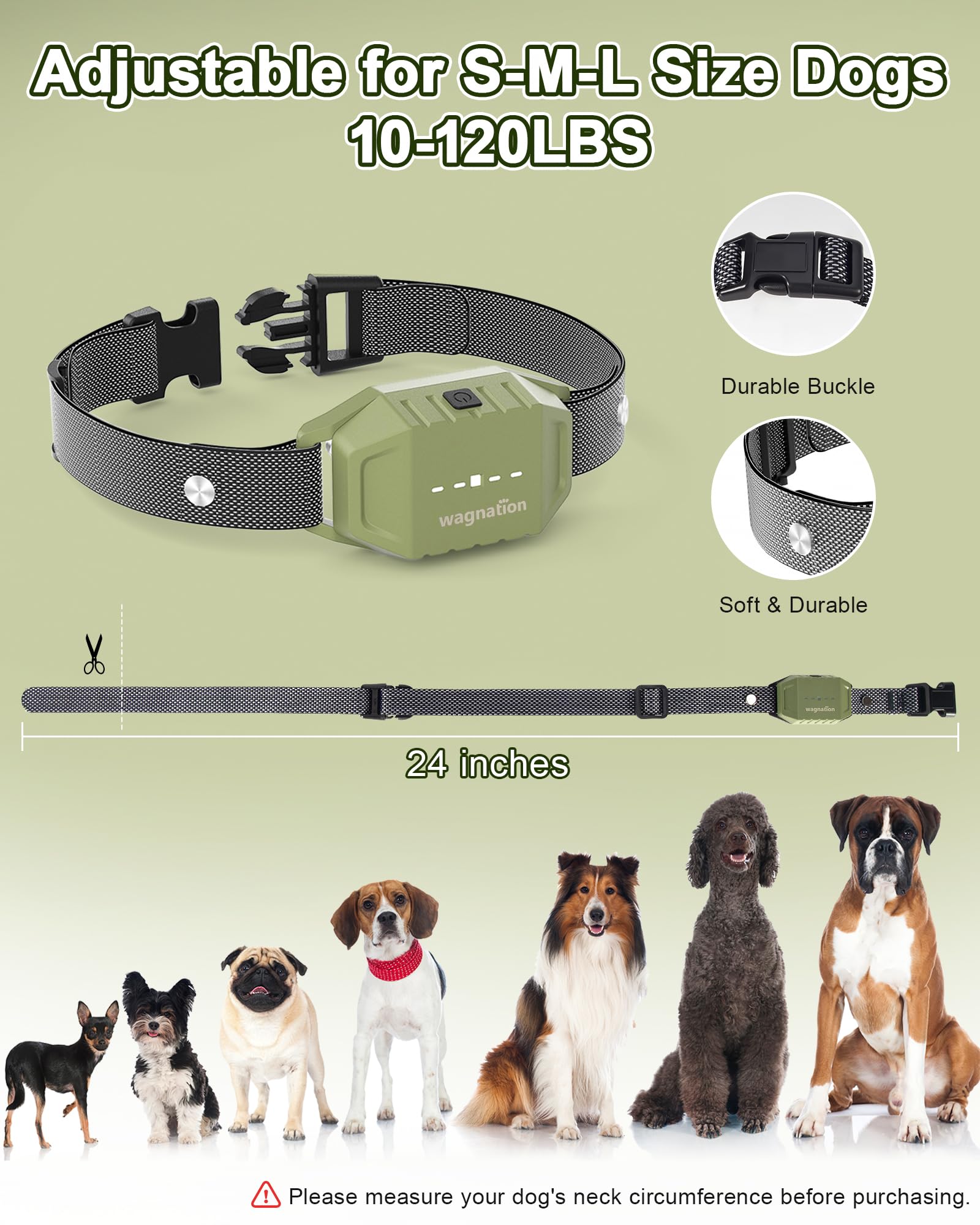 Wagnation IPX7 waterproof collar during rain or swim sessions.