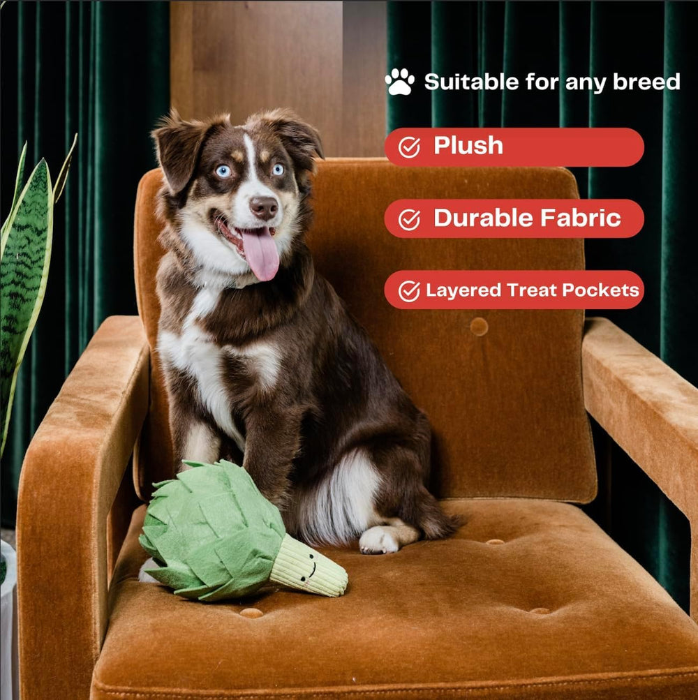 Wagorific Artichoke Snuffle Toy demonstrating multi-level play for mental engagement