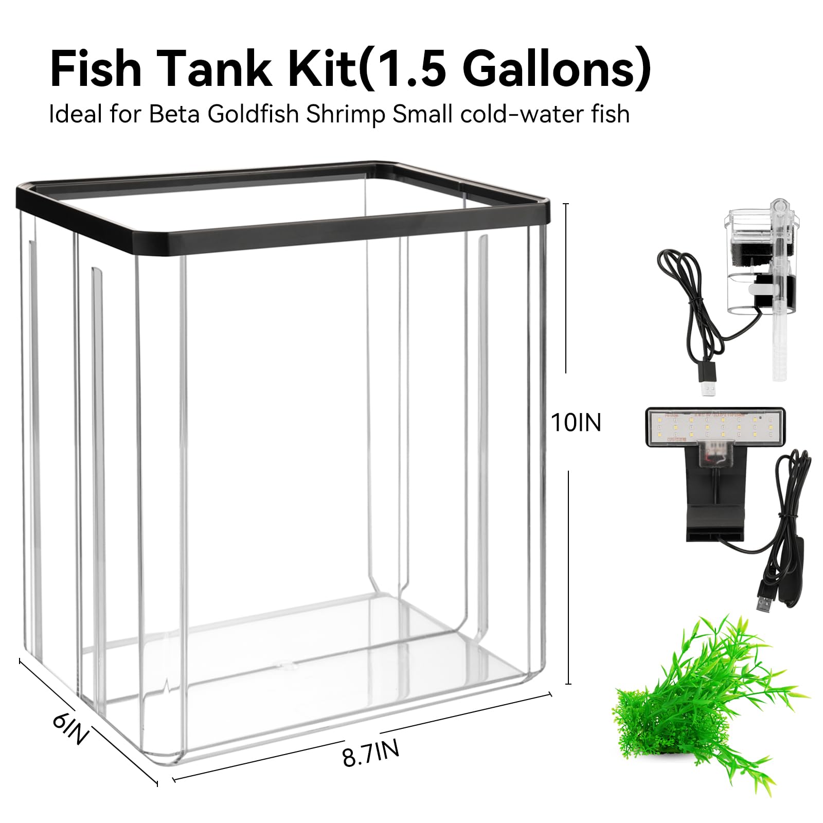 Wagrvuy tri-color LED light enhances tank ambiance and fish vibrancy.