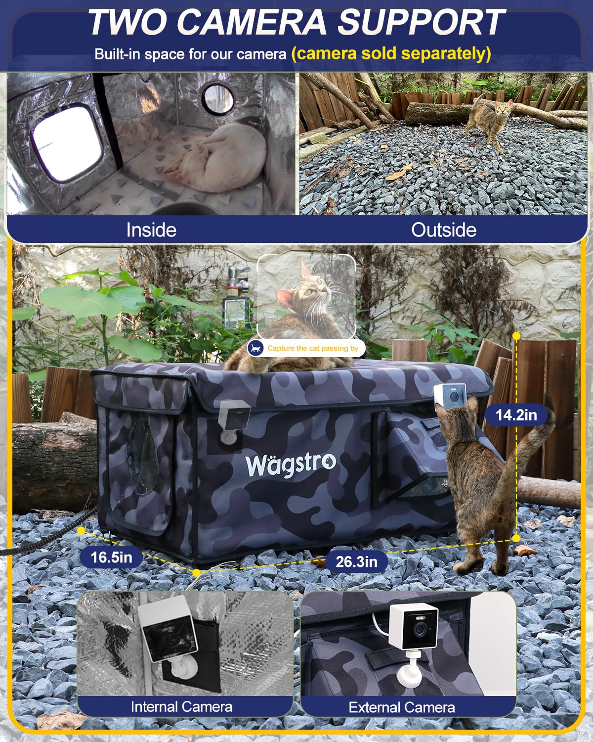 Wagstro black camo heated shelter folds flat for easy transport.