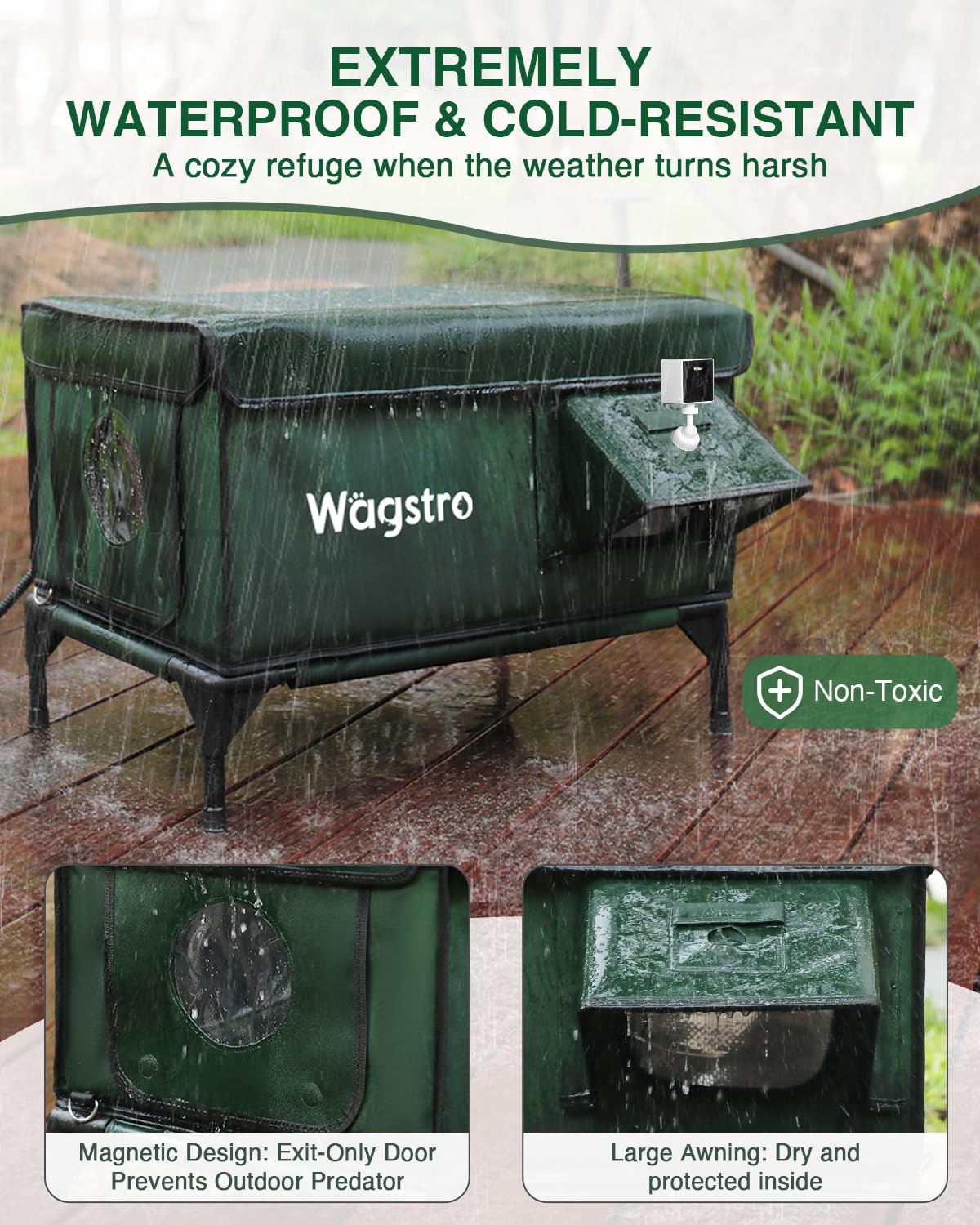 Wagstro cat house with velcro-access design for quick cleaning.