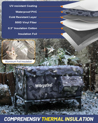 Wagstro elevated-base cat shelter promotes dry, warm resting in wet conditions