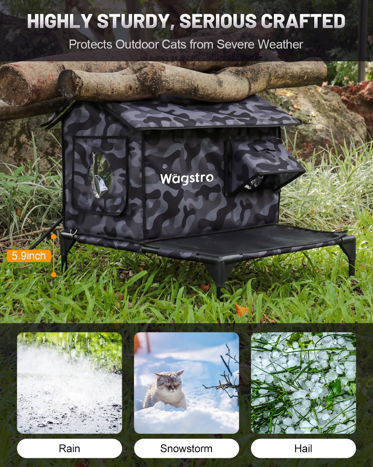 Wagstro elevated cat shelter base—raised design keeps paws clean and dry.