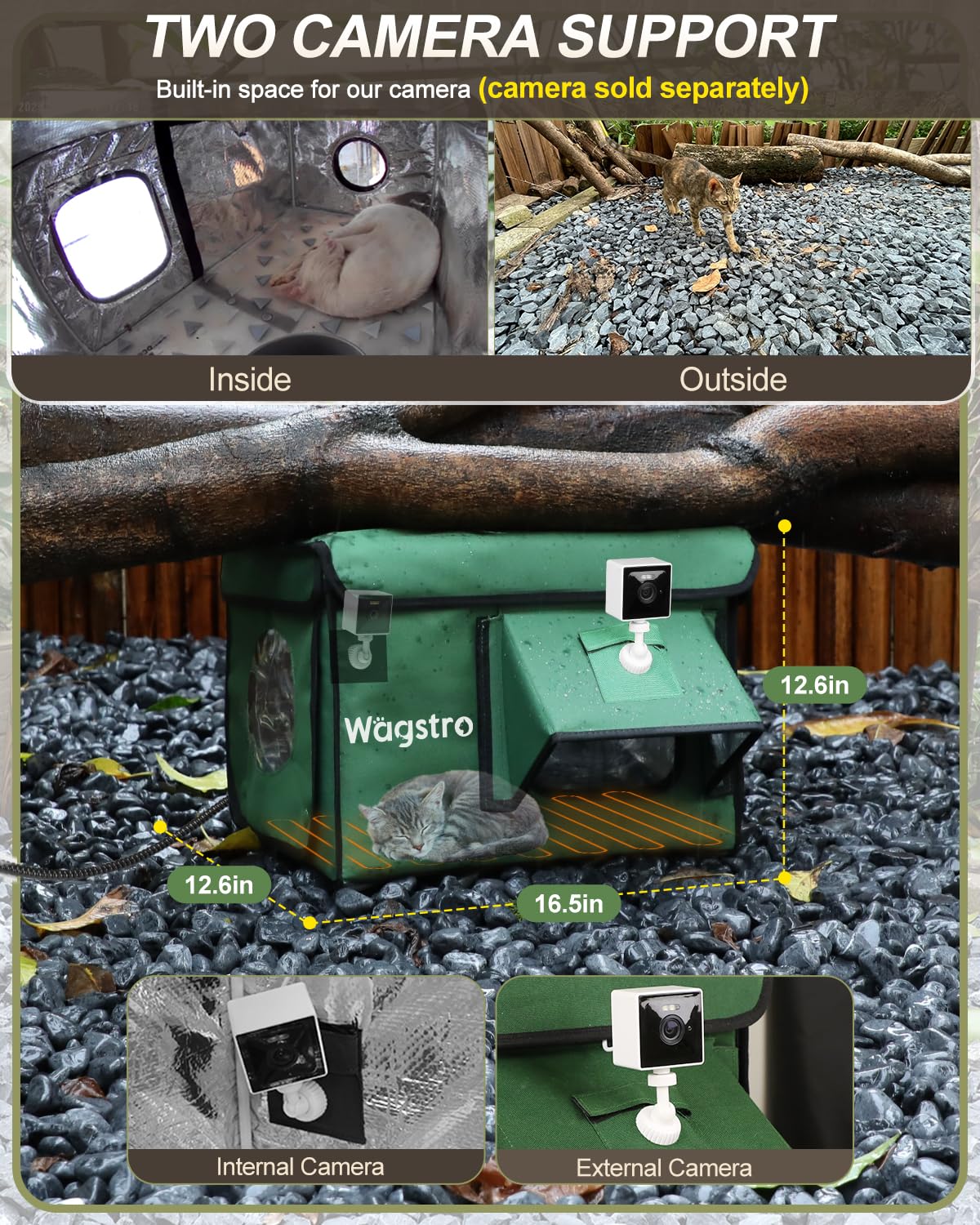 Wagstro heated cat house easy-assembly demonstrates tool-free setup and flat-fold storage.