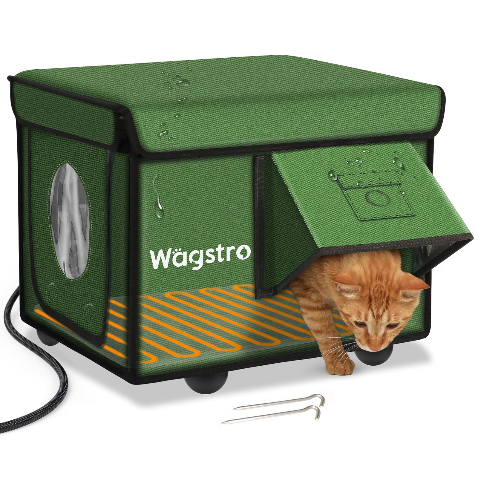 Wagstro heated cat house outdoor-setup offers durable weatherproof shelter for cold weather.