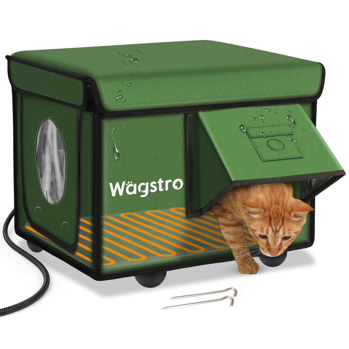 Wagstro heated cat house outdoor-setup offers durable weatherproof shelter for cold weather.