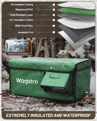 Wagstro heated cat house waterproof-oxford-fabric protects interior from rain and wind.