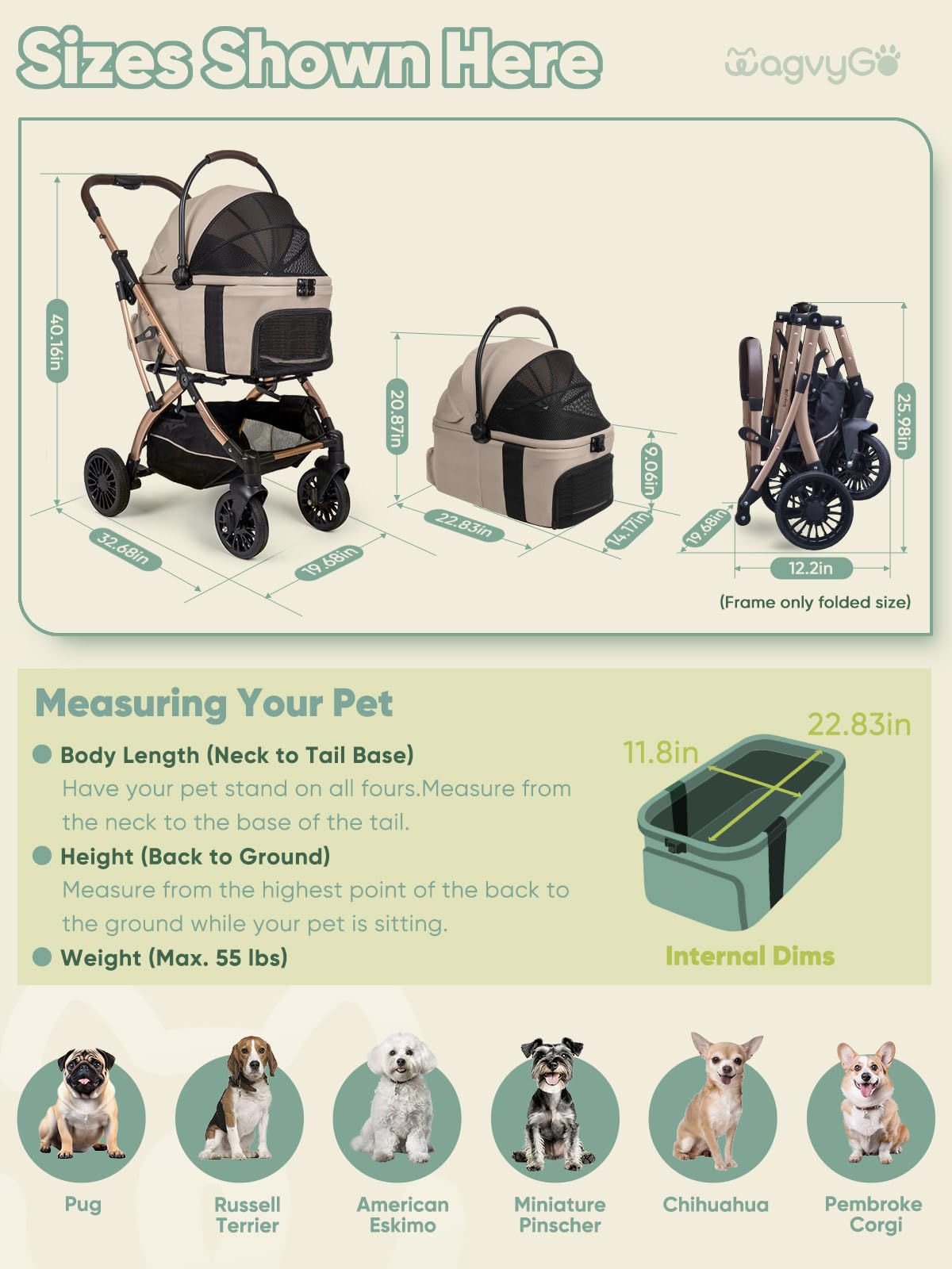 WagvyGo 5-in-1 design adapts from carrier to standalone basket for versatile use