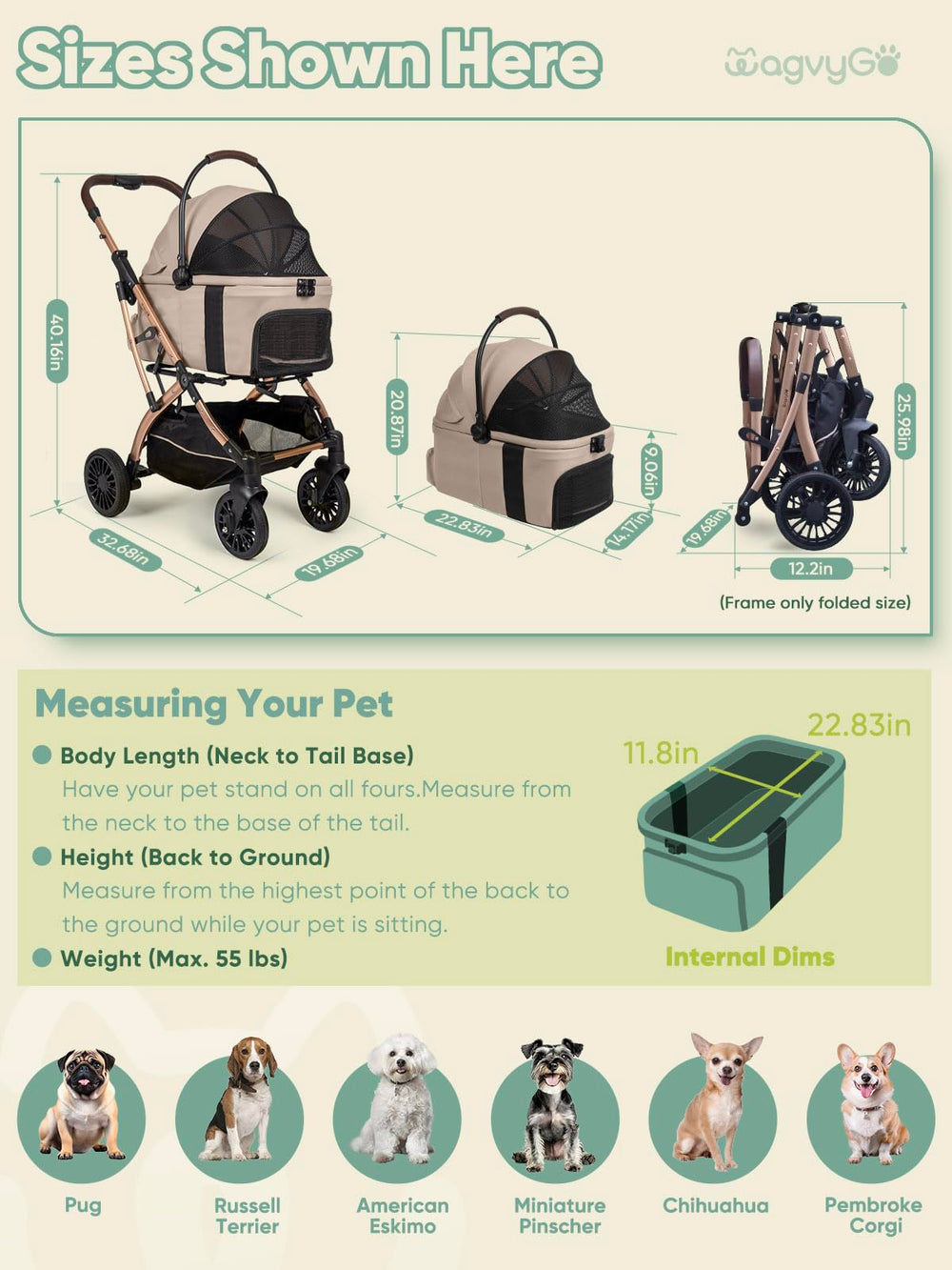 WagvyGo 5-in-1 design adapts from carrier to standalone basket for versatile use