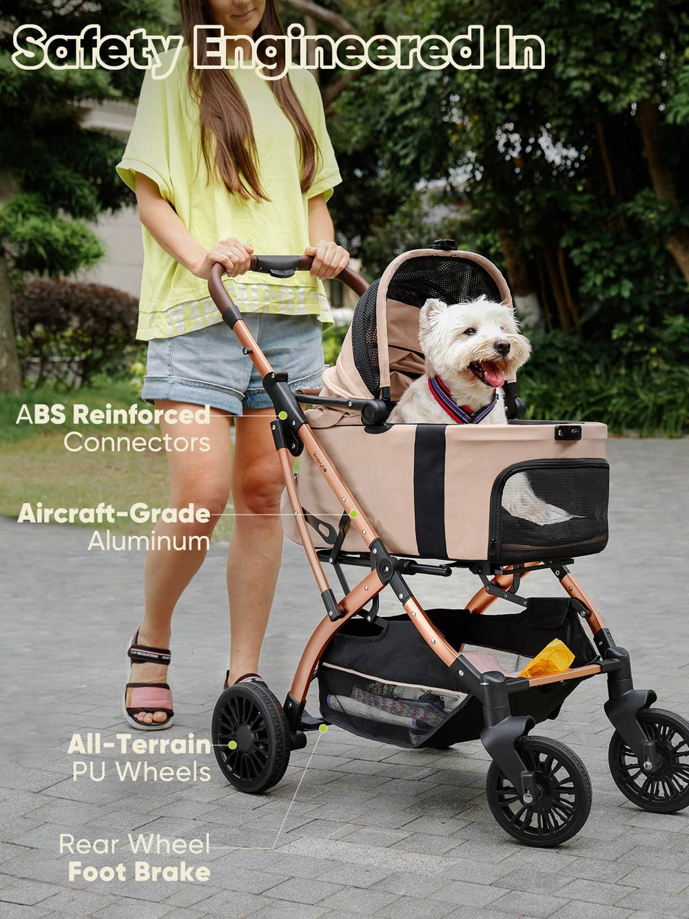WagvyGo sunshade canopy with breathable mesh protects pets during sunny strolls
