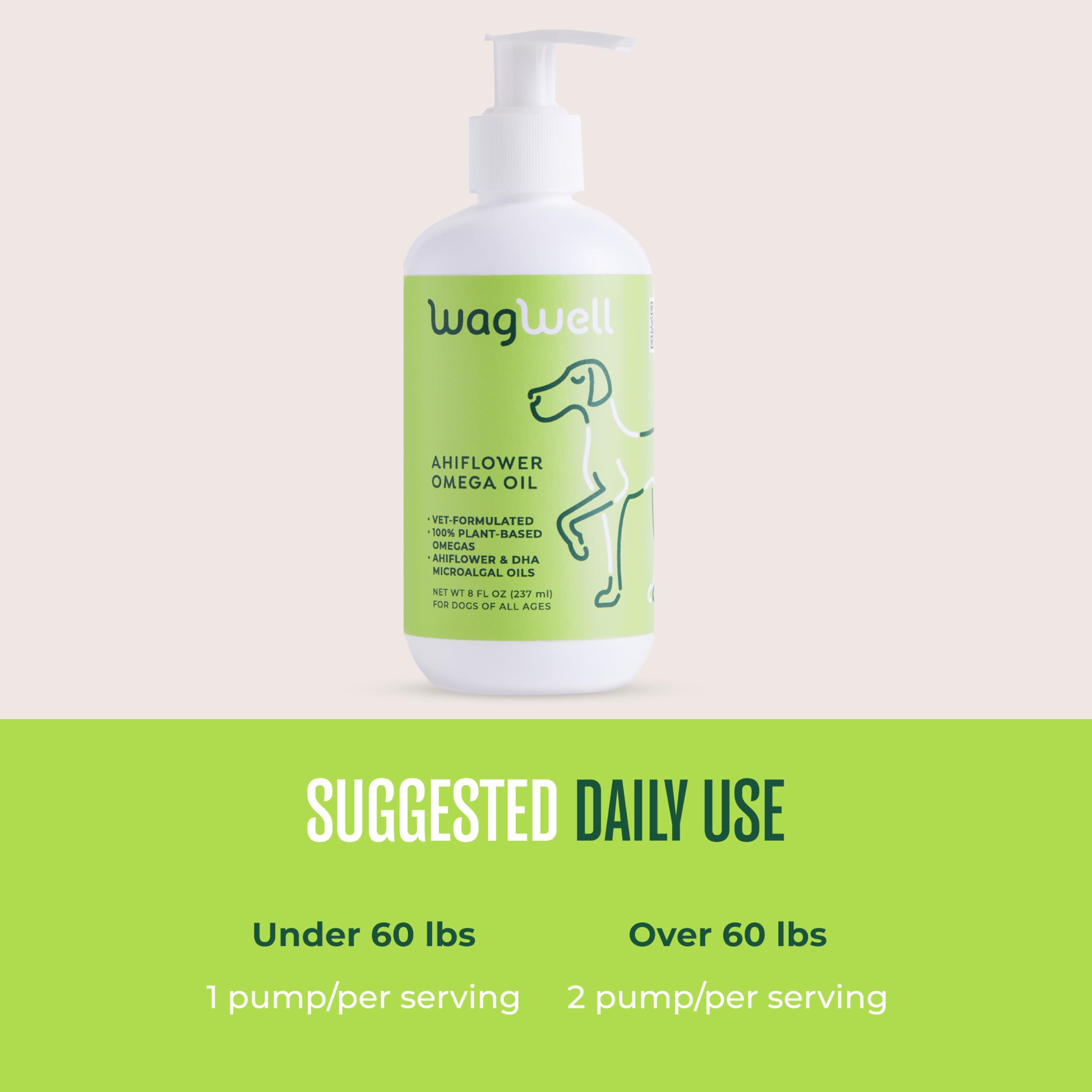 WagWell Ahiflower Omega Oil easily mixes into meals for daily wellness support.