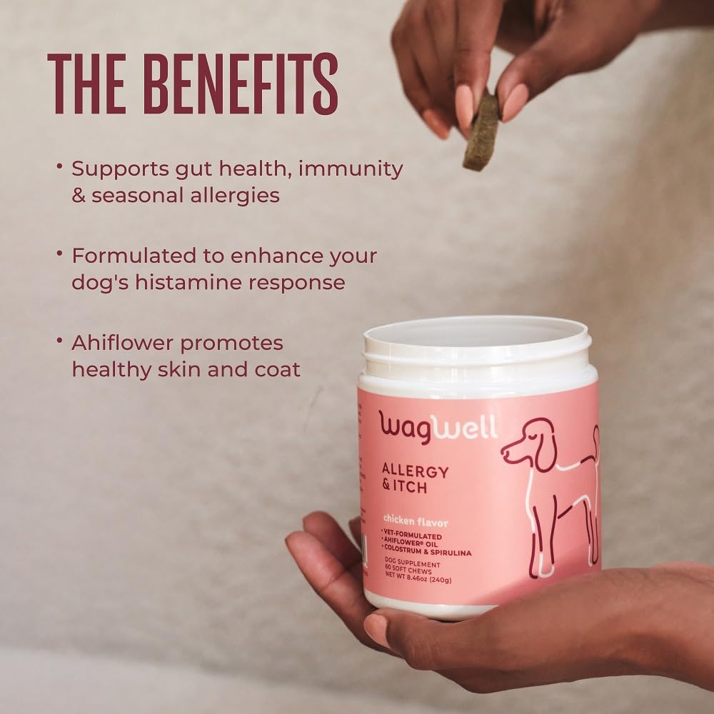 WagWell ingredients panel features Ahiflower omega and natural nutrients for overall well being